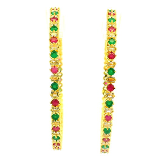 Traditional Multi-Color Stone Gold Plated Bangles