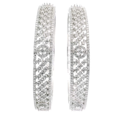 Timeless Sparkle Rhodium Bangles