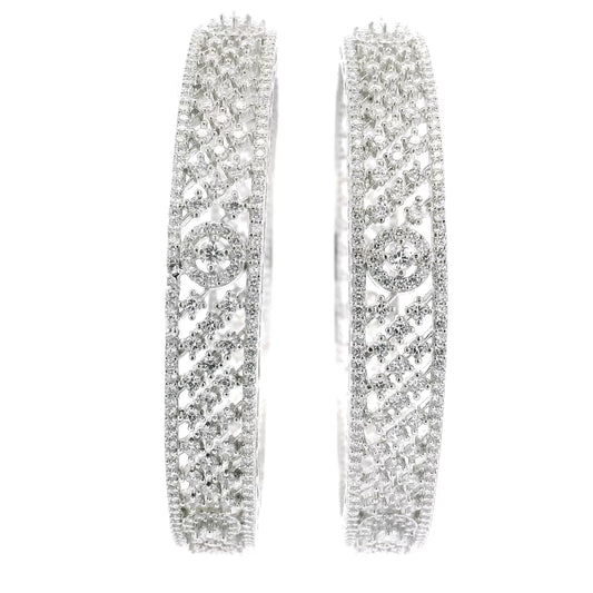 Timeless Sparkle Rhodium Bangles