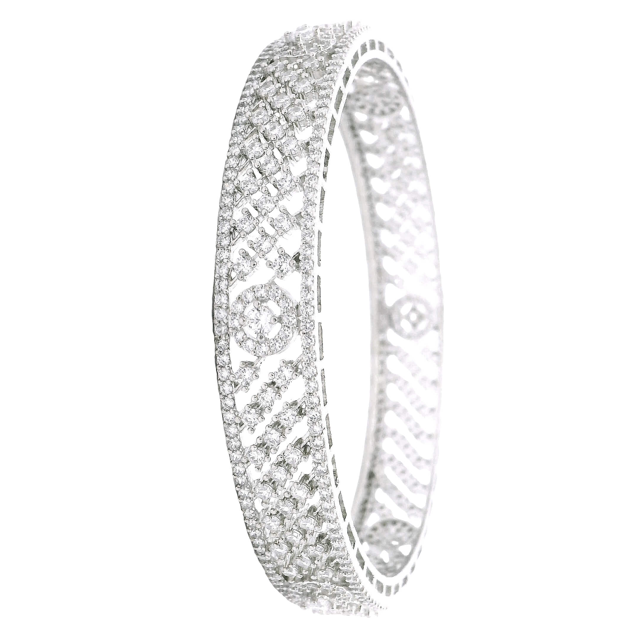 Timeless Sparkle Rhodium Bangles