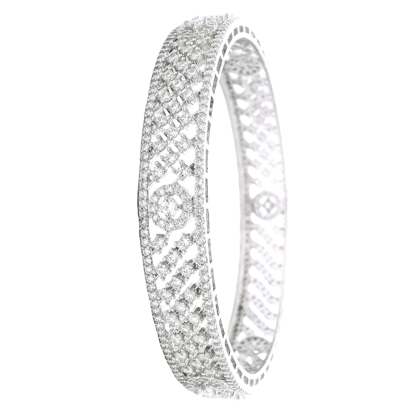 Timeless Sparkle Rhodium Bangles