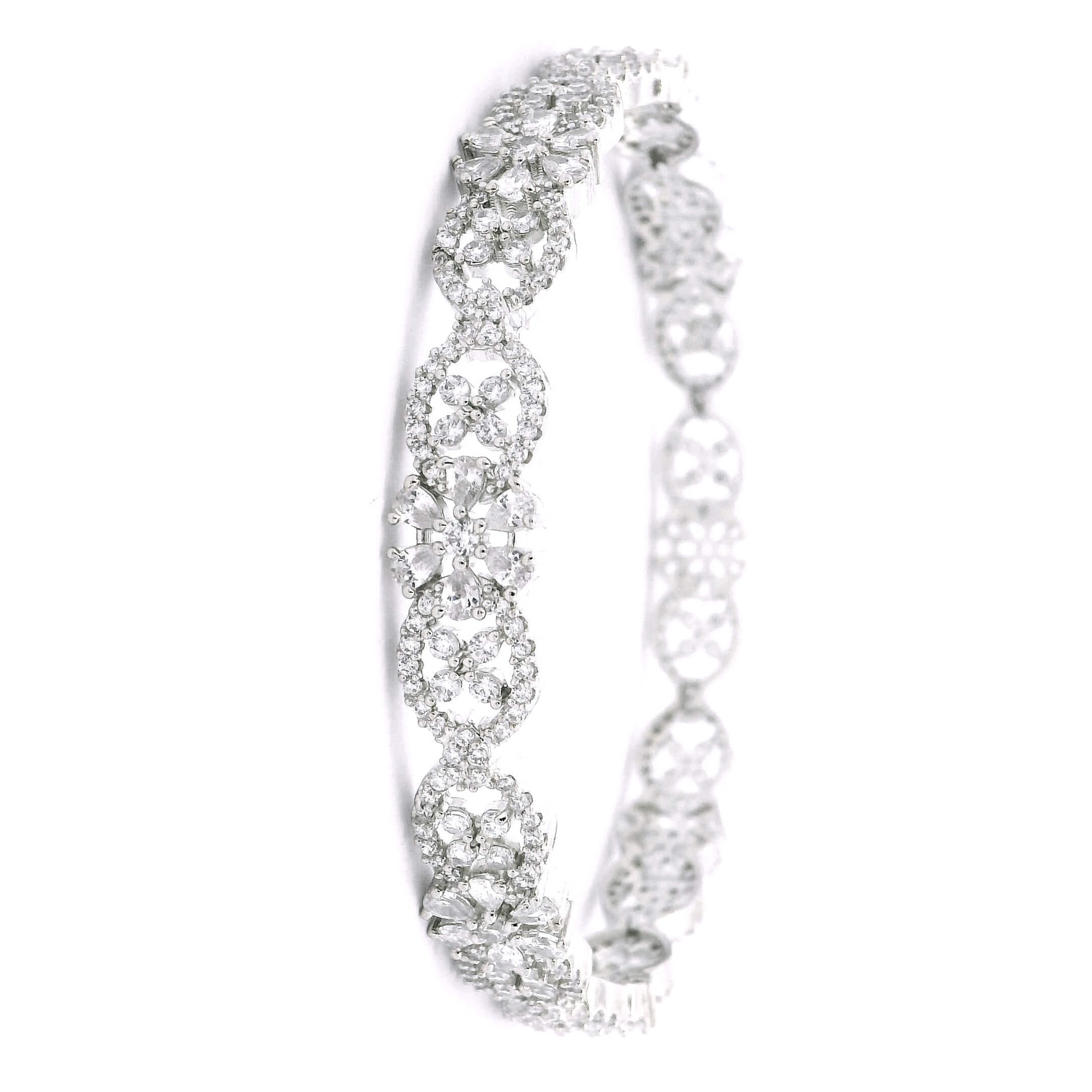 Bridal Diamond Look Silver Finish Bangles