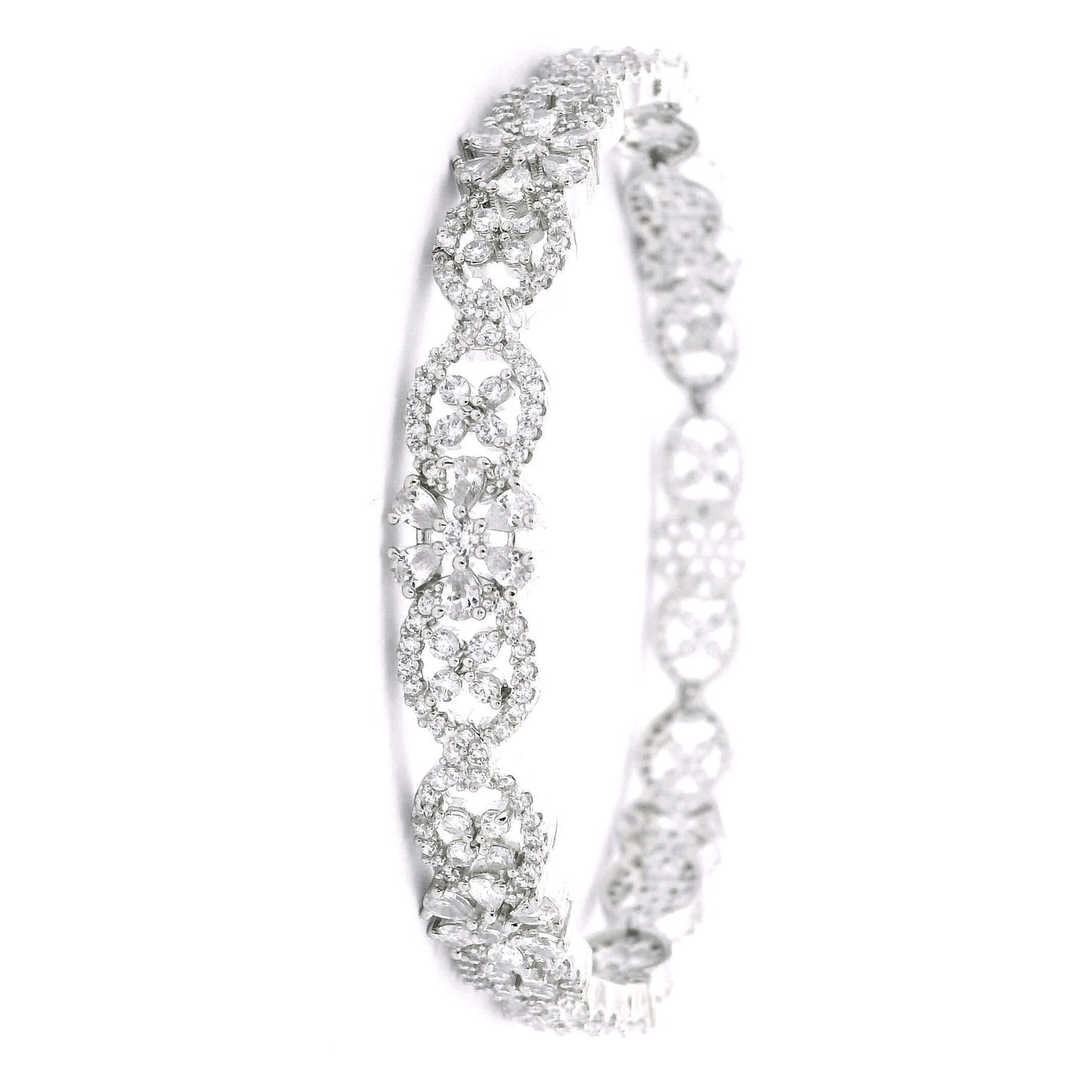 Bridal Diamond Look Silver Finish Bangles