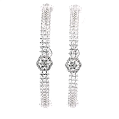 Graceful Clear Stone Flower Cut Bangles