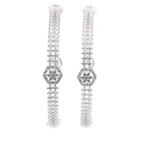 Graceful Clear Stone Flower Cut Bangles