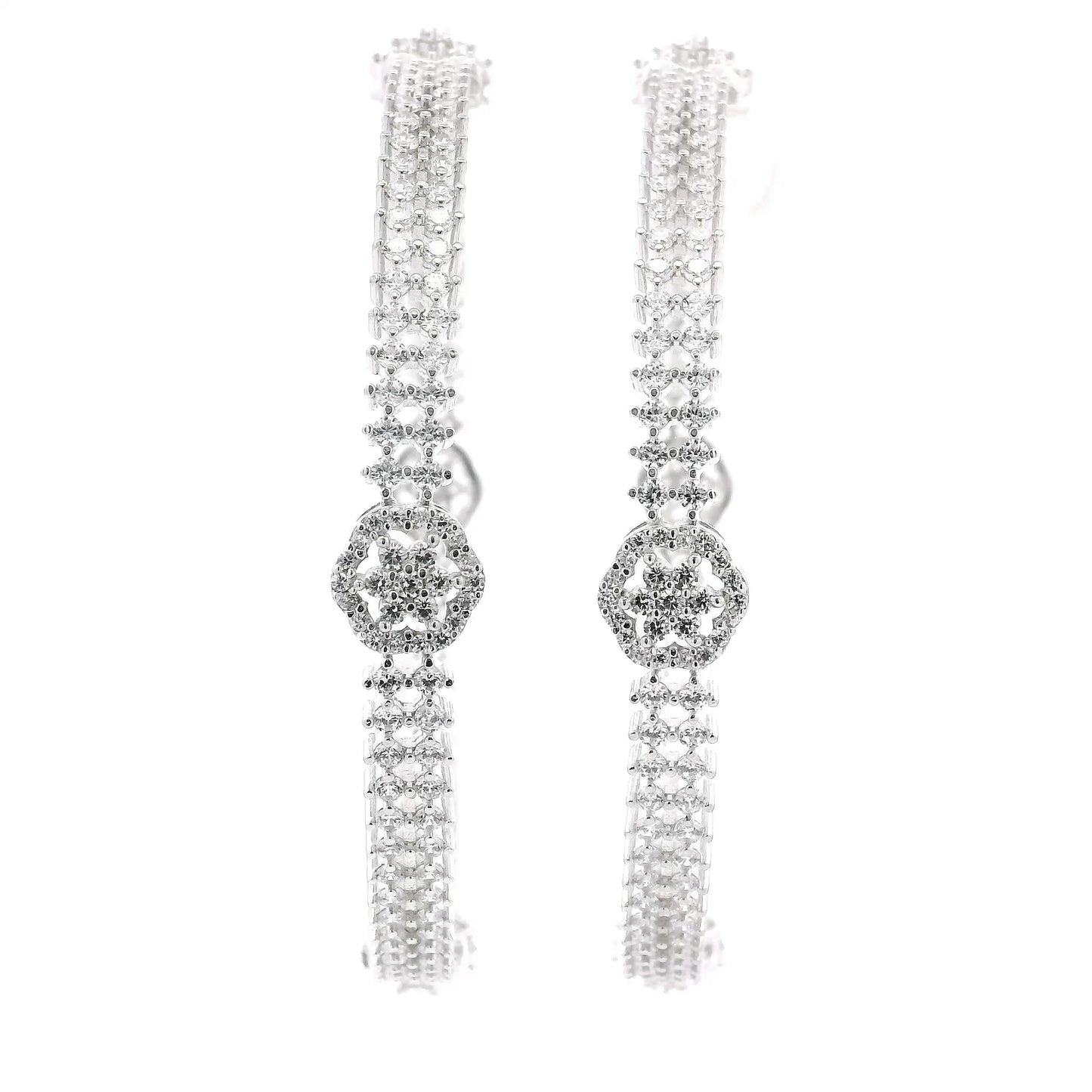 Graceful Clear Stone Flower Cut Bangles