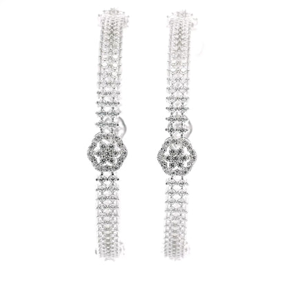 Graceful Clear Stone Flower Cut Bangles