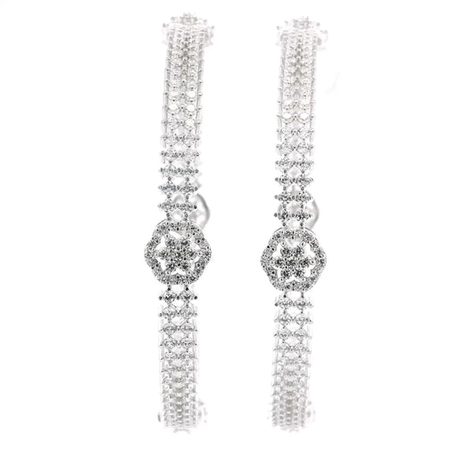 Graceful Clear Stone Flower Cut Bangles