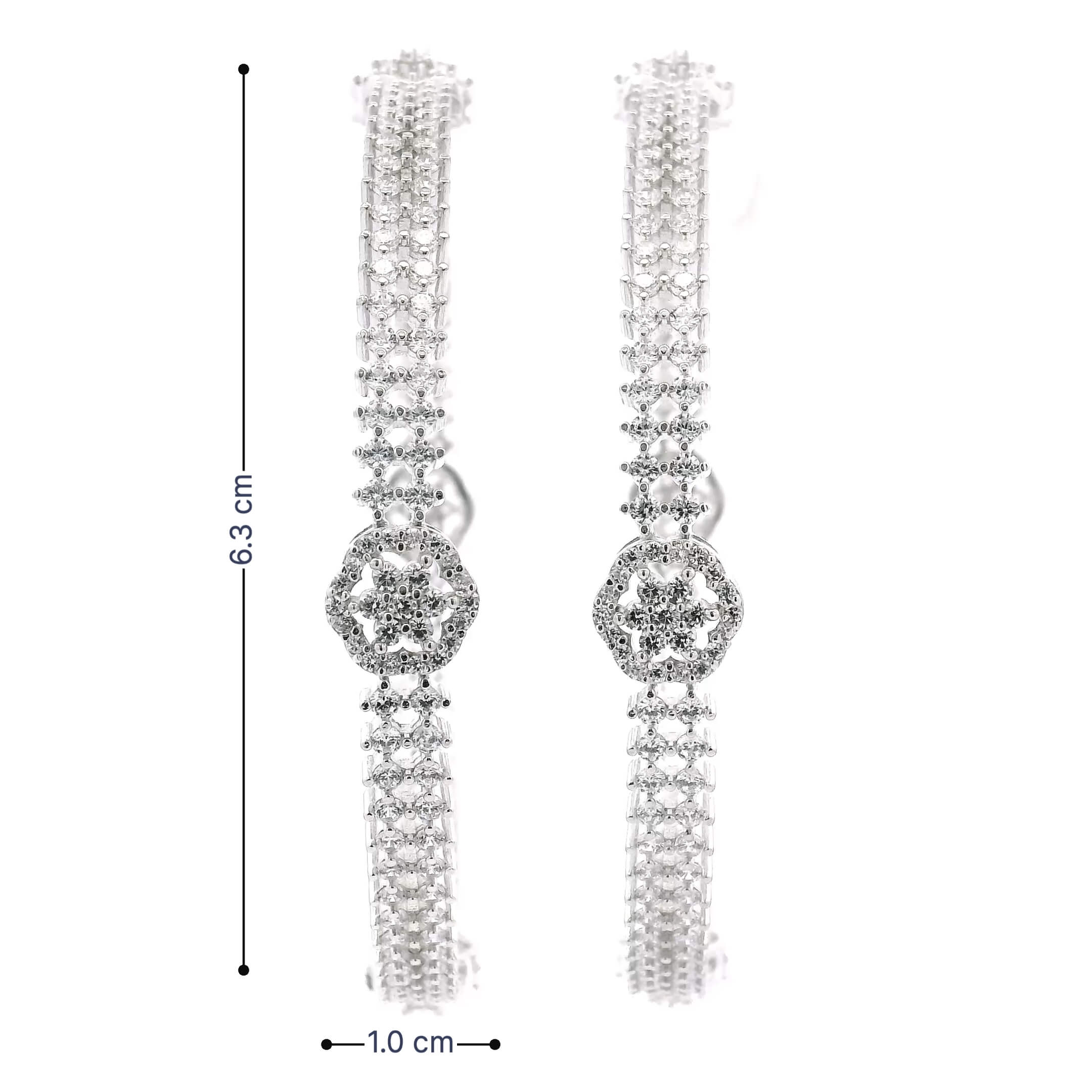 Graceful Clear Stone Flower Cut Bangles