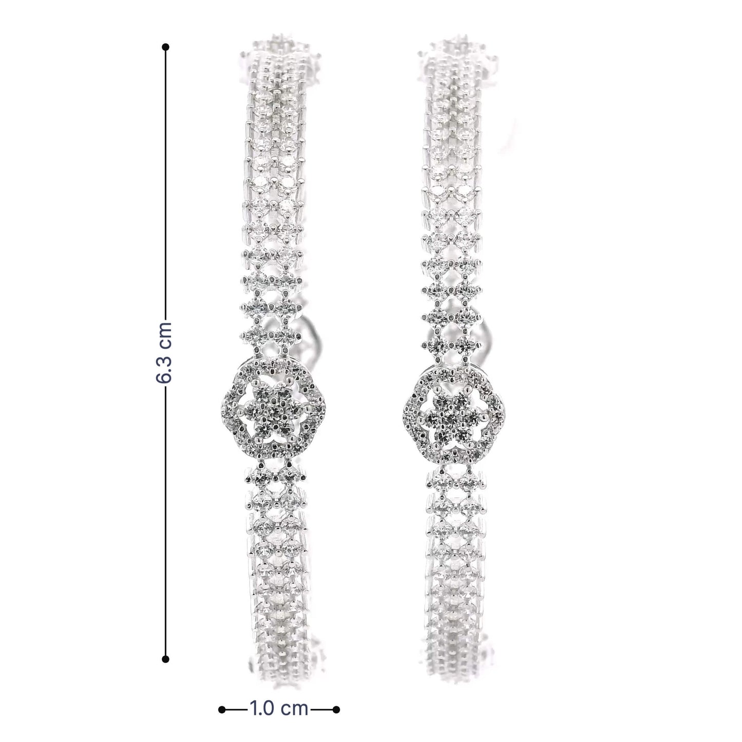 Graceful Clear Stone Flower Cut Bangles