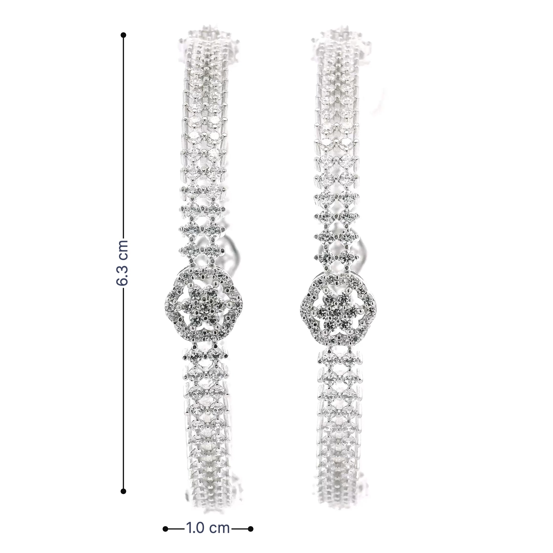 Graceful Clear Stone Flower Cut Bangles