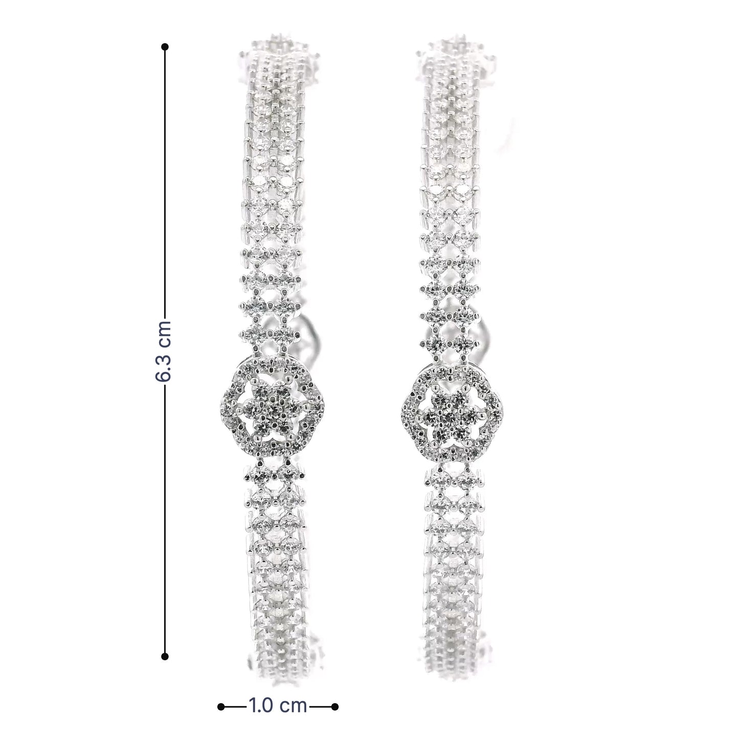 Graceful Clear Stone Flower Cut Bangles