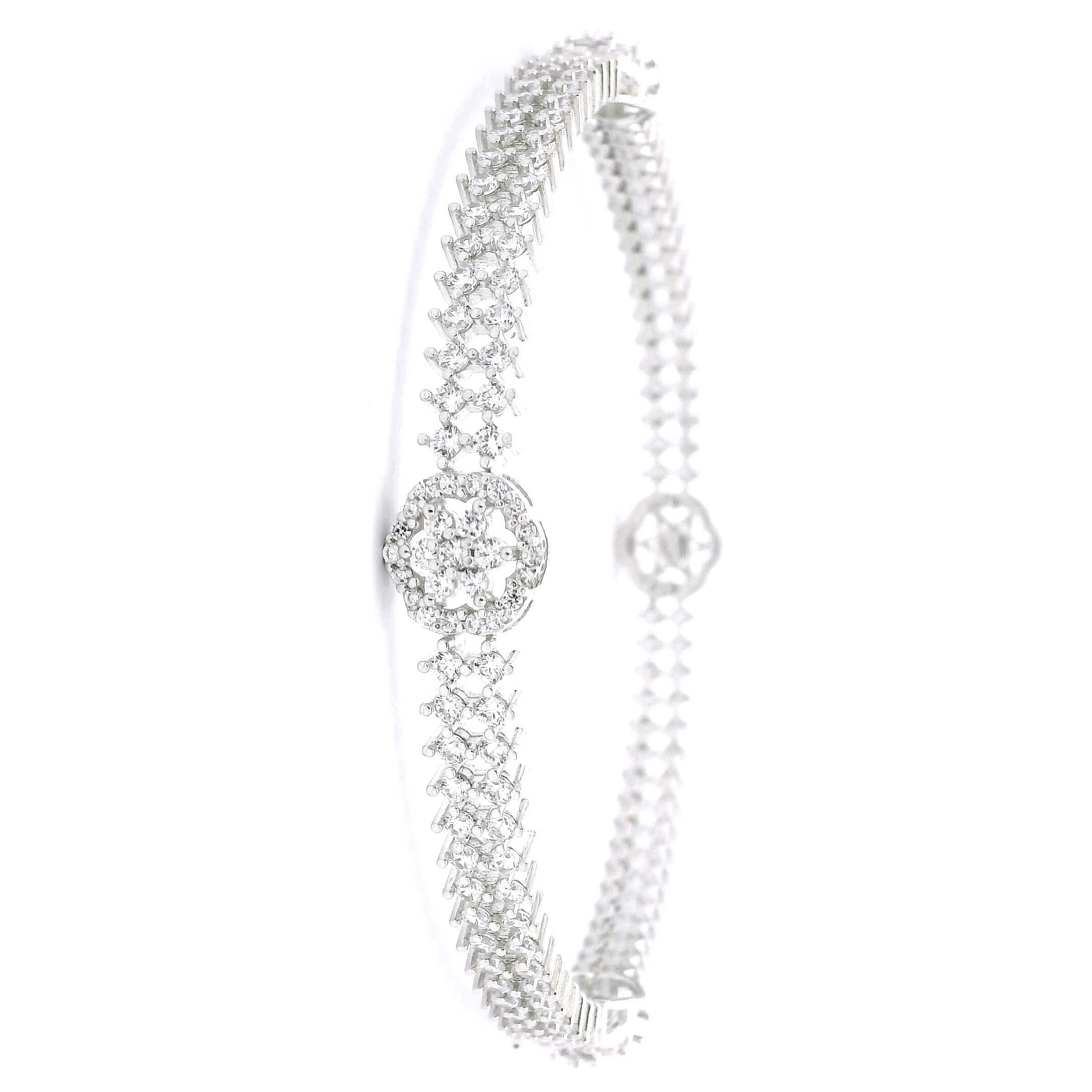 Graceful Clear Stone Flower Cut Bangles
