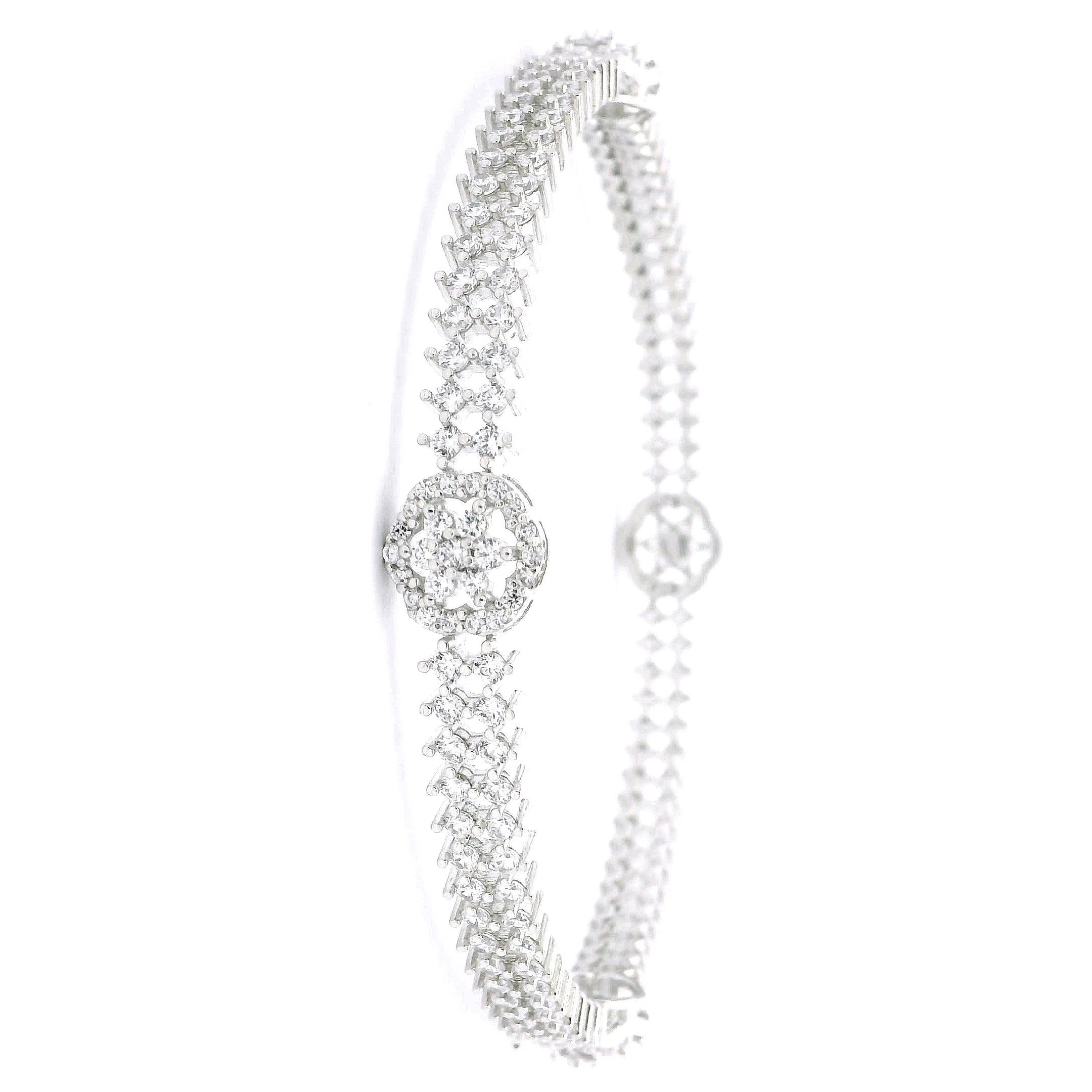 Graceful Clear Stone Flower Cut Bangles