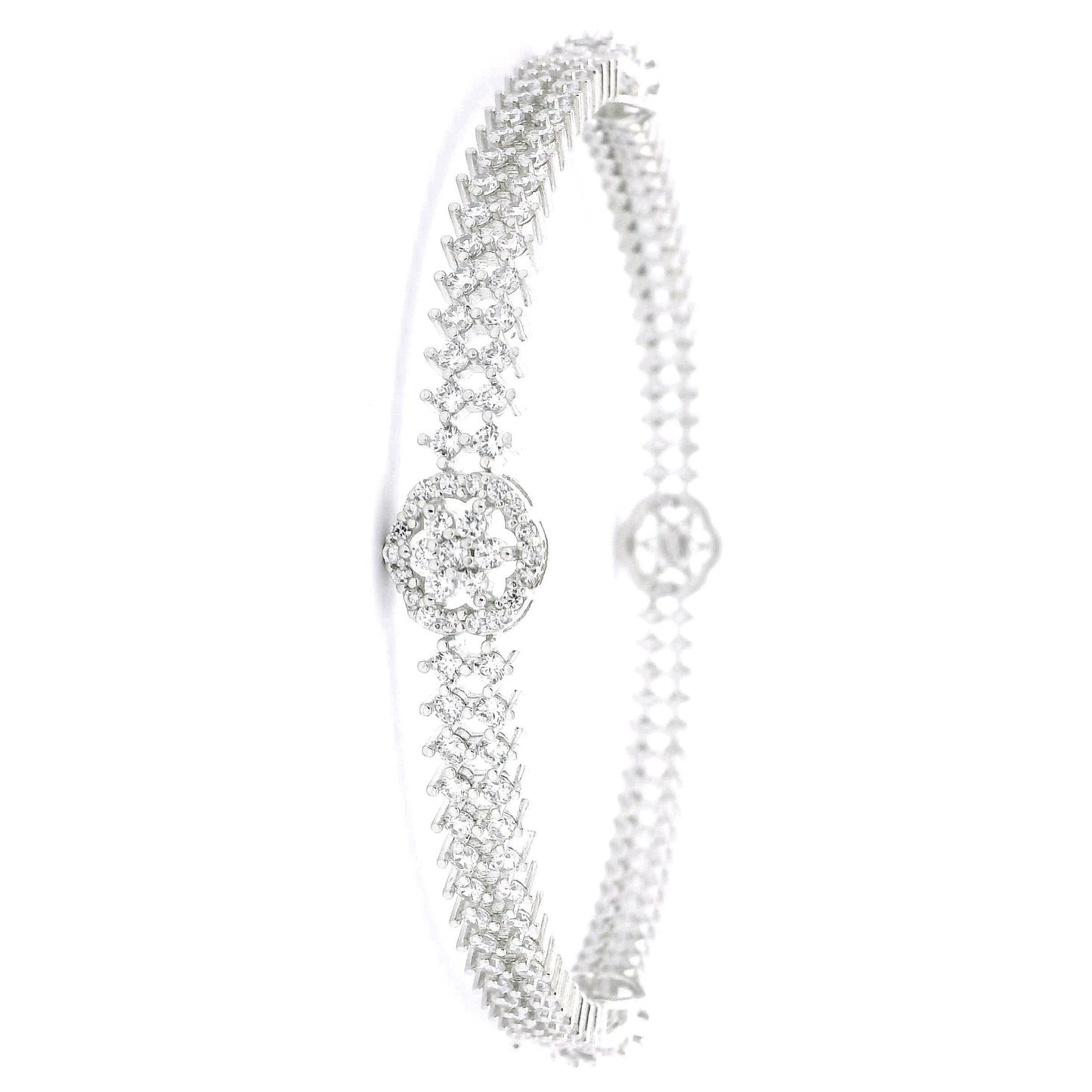 Graceful Clear Stone Flower Cut Bangles