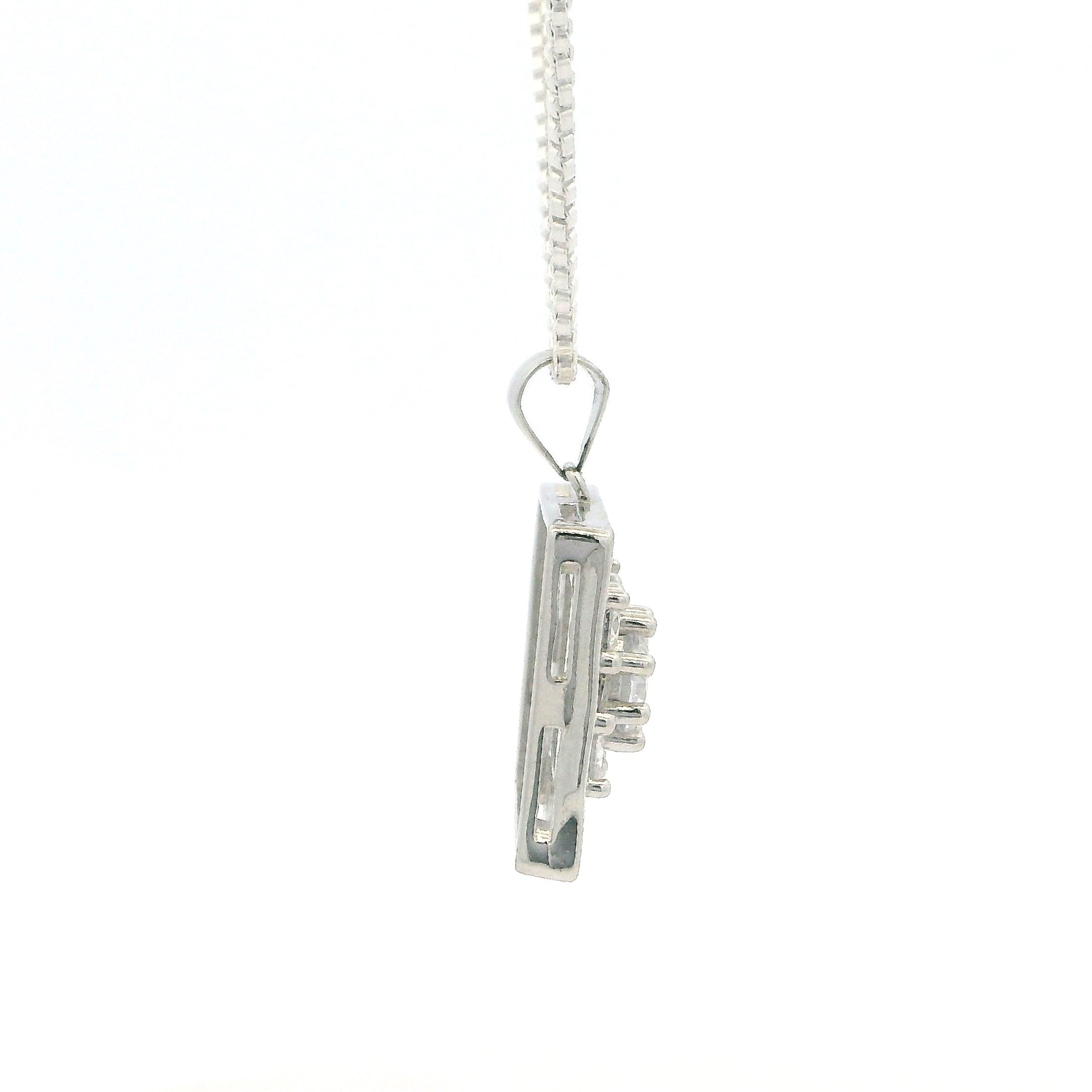Radiant Pink Crystal Square Pendant Set