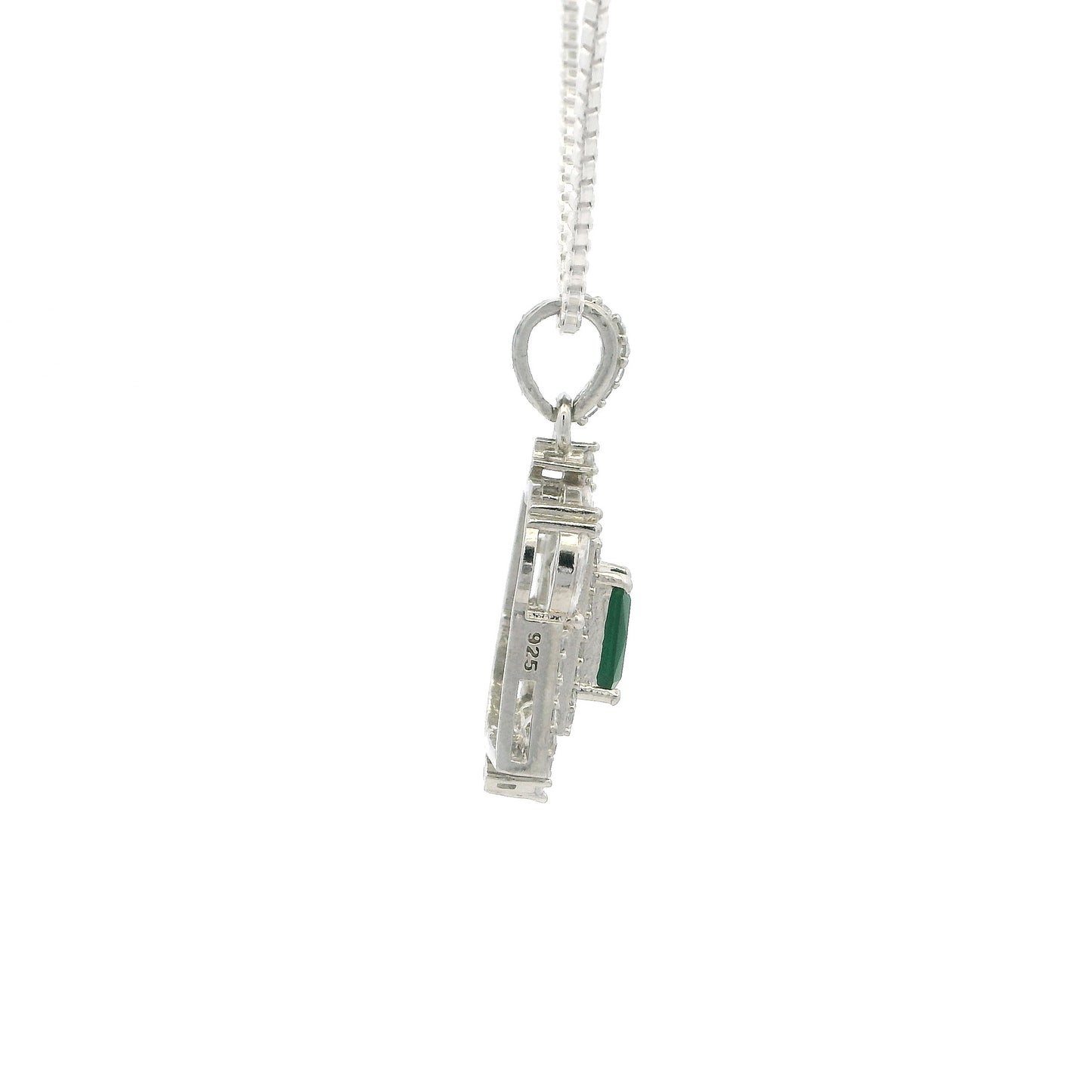 Emerald Green Crystal Geometric Pendant Set