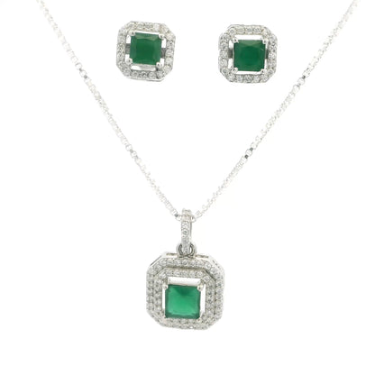 Timeless Emerald Square-Cut Pendant Set