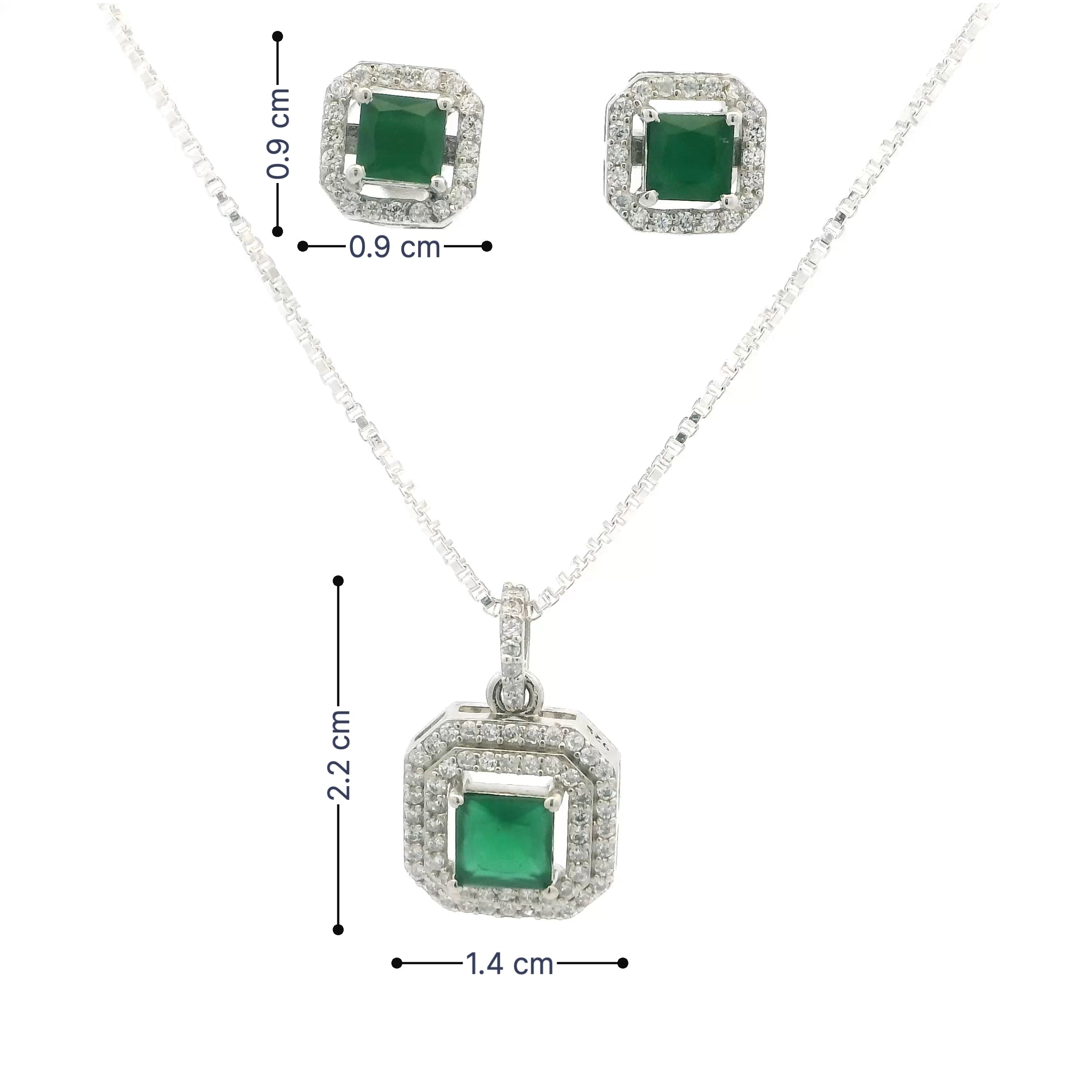 Timeless Emerald Square-Cut Pendant Set