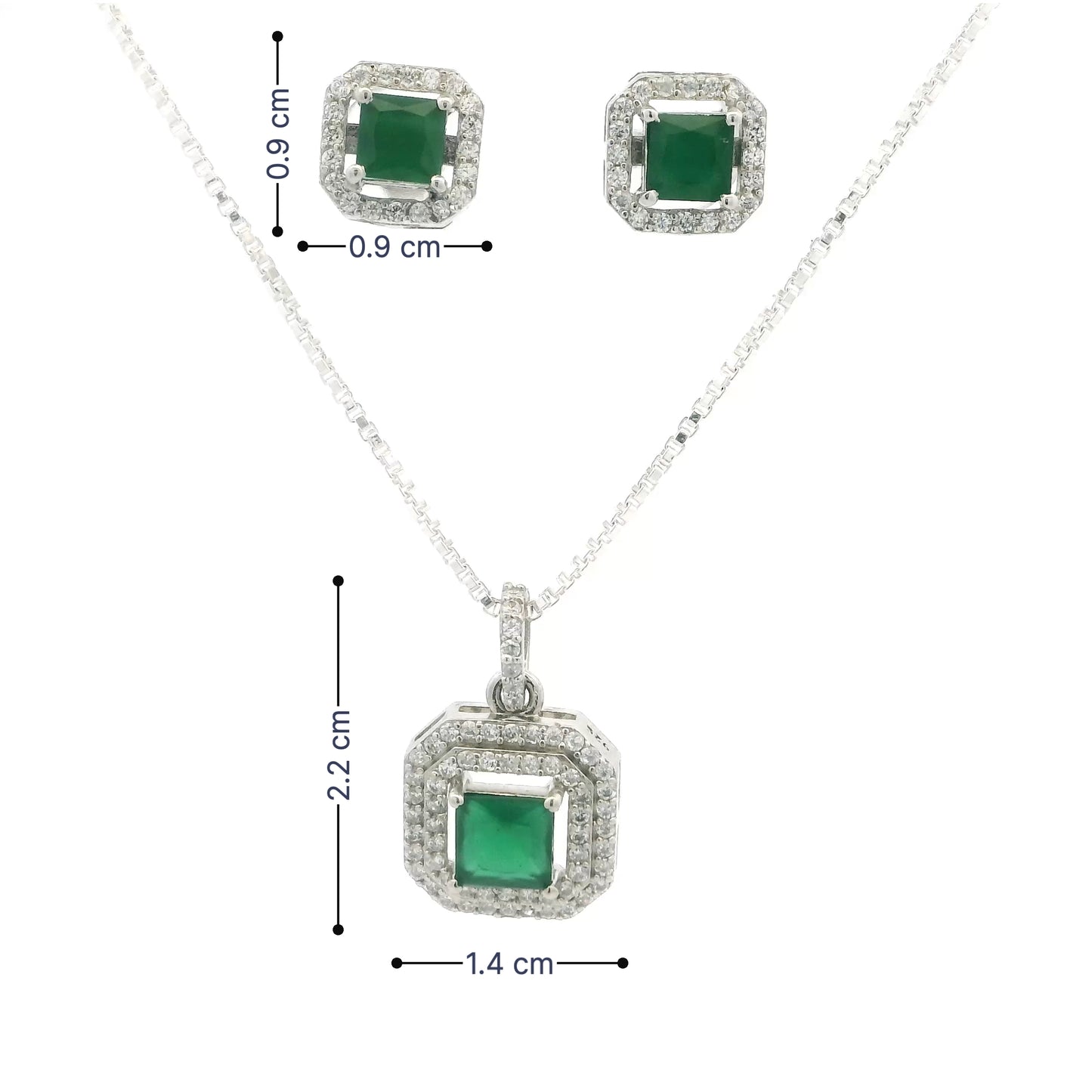 Timeless Emerald Square-Cut Pendant Set