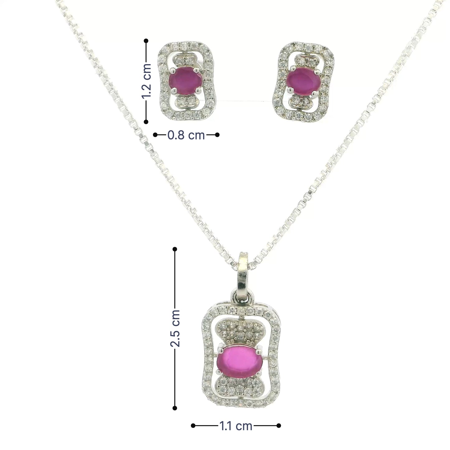 Dazzling Oval Pink Gem Pendant Set