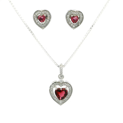 Love Spark Heart Crystal Pendant Set