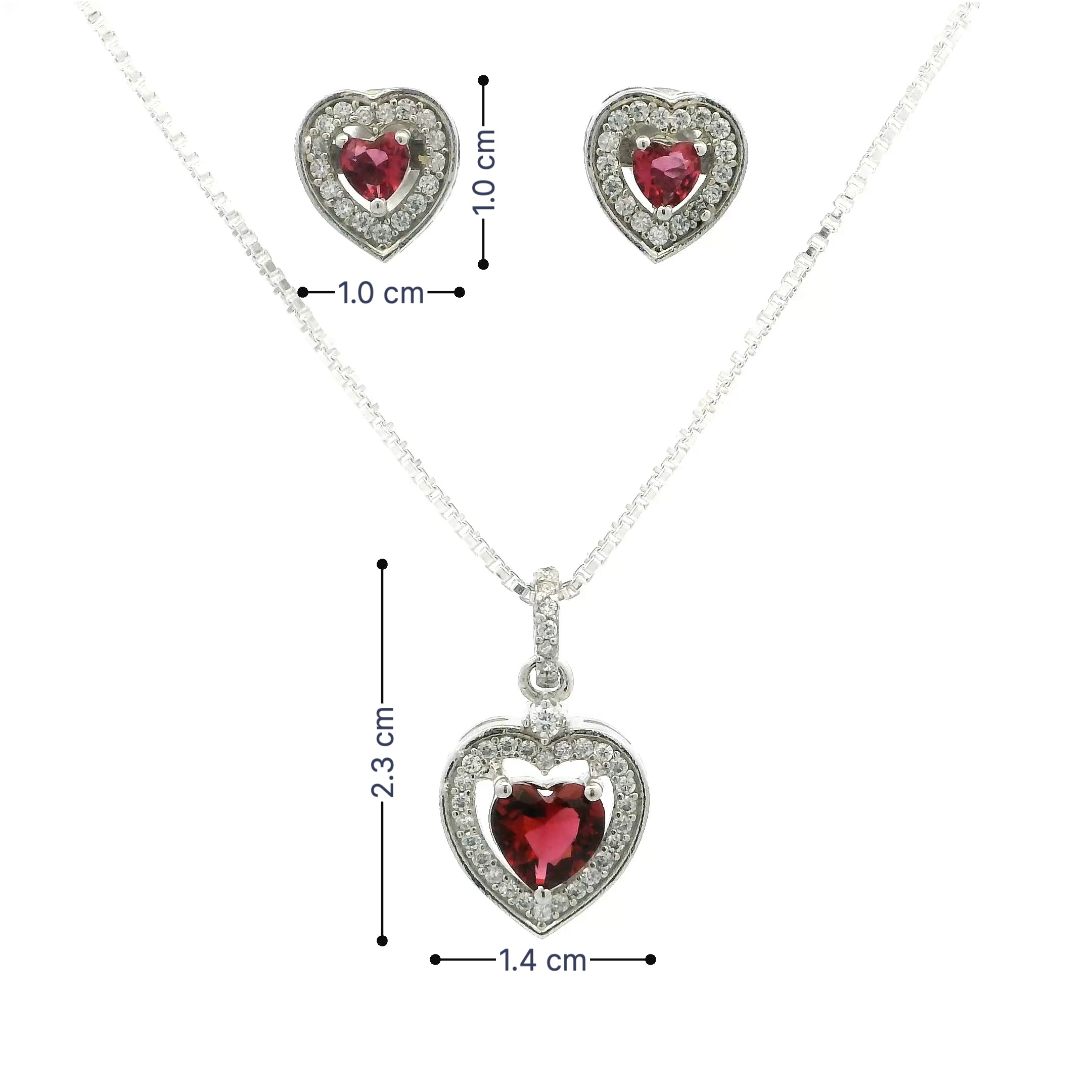 Love Spark Heart Crystal Pendant Set