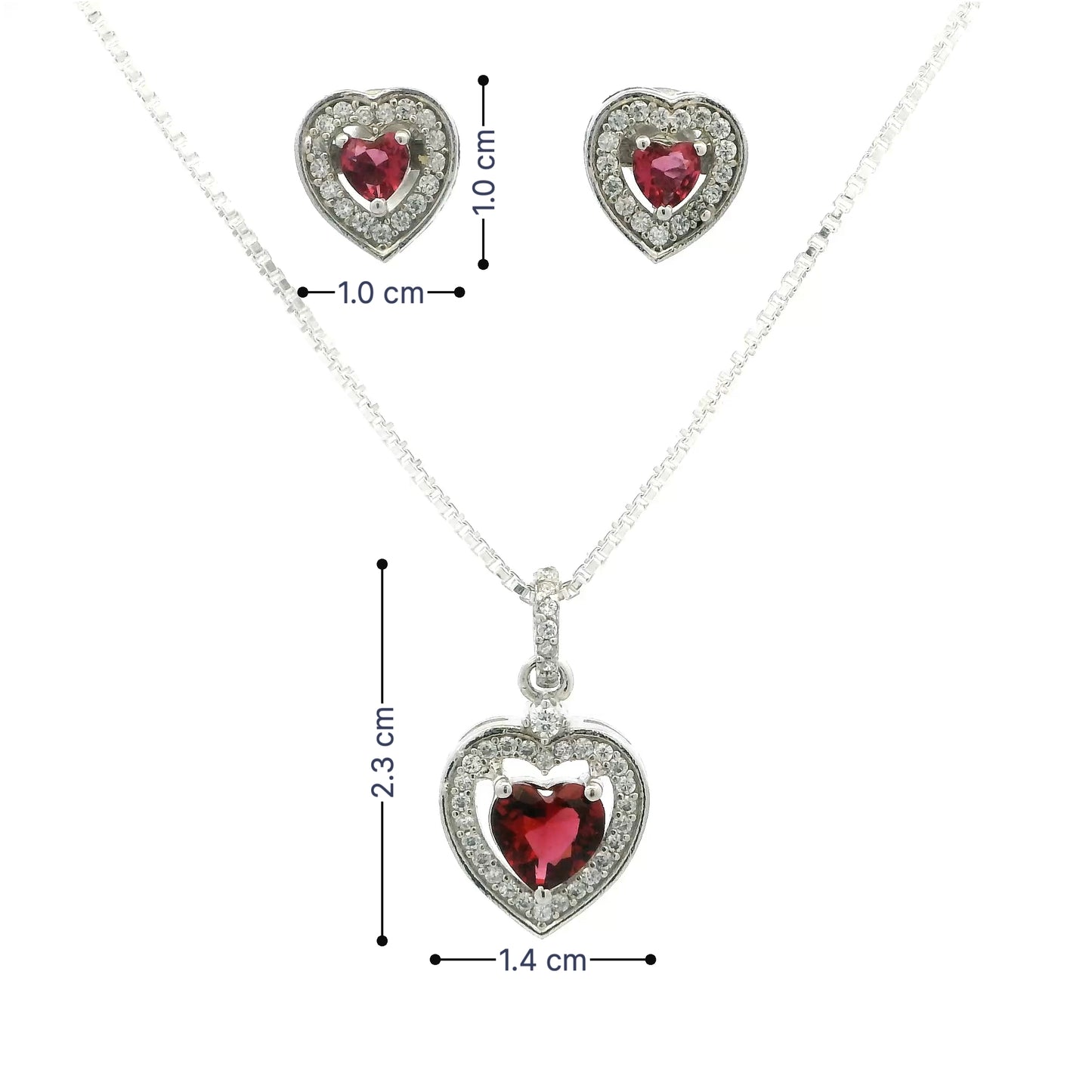 Love Spark Heart Crystal Pendant Set