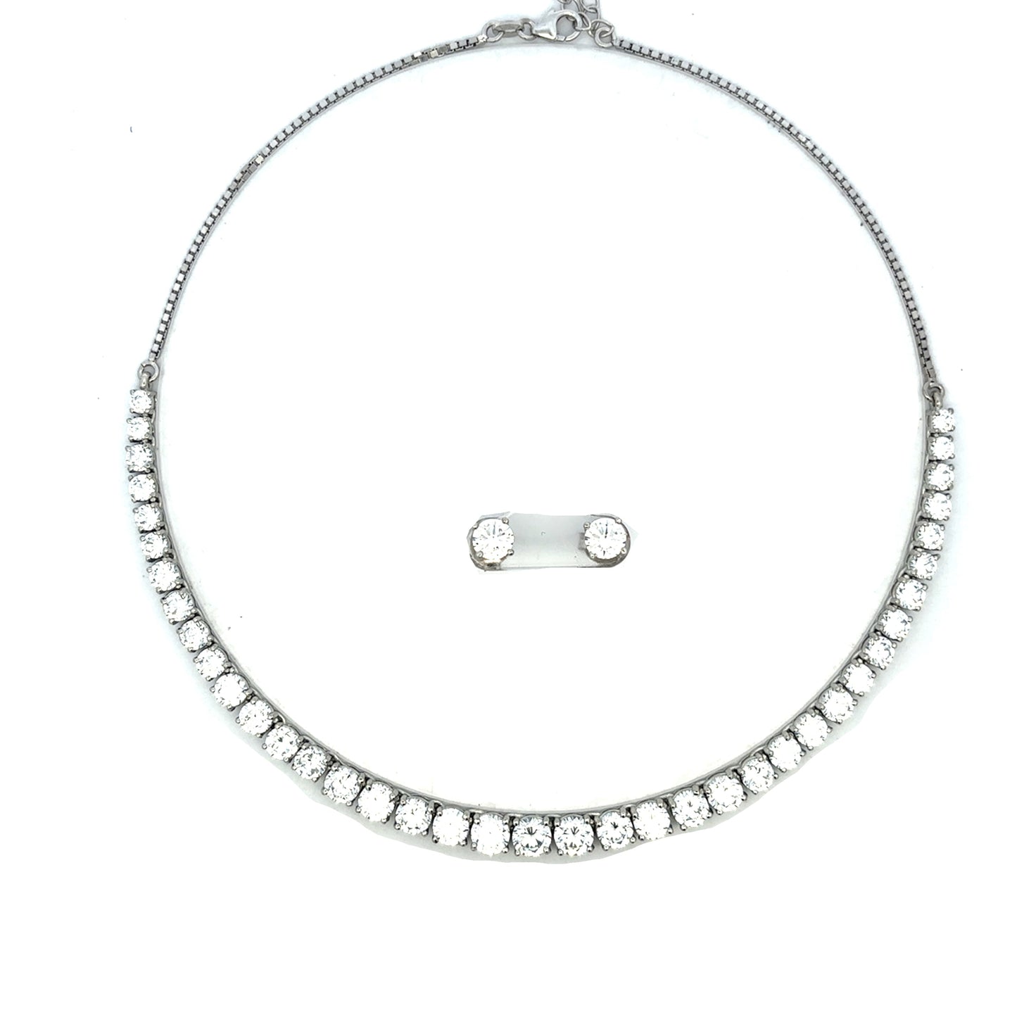 Silver Luxe Tennis Necklace Set