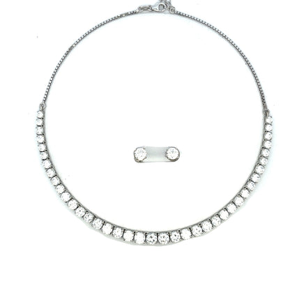 Silver Luxe Tennis Necklace Set