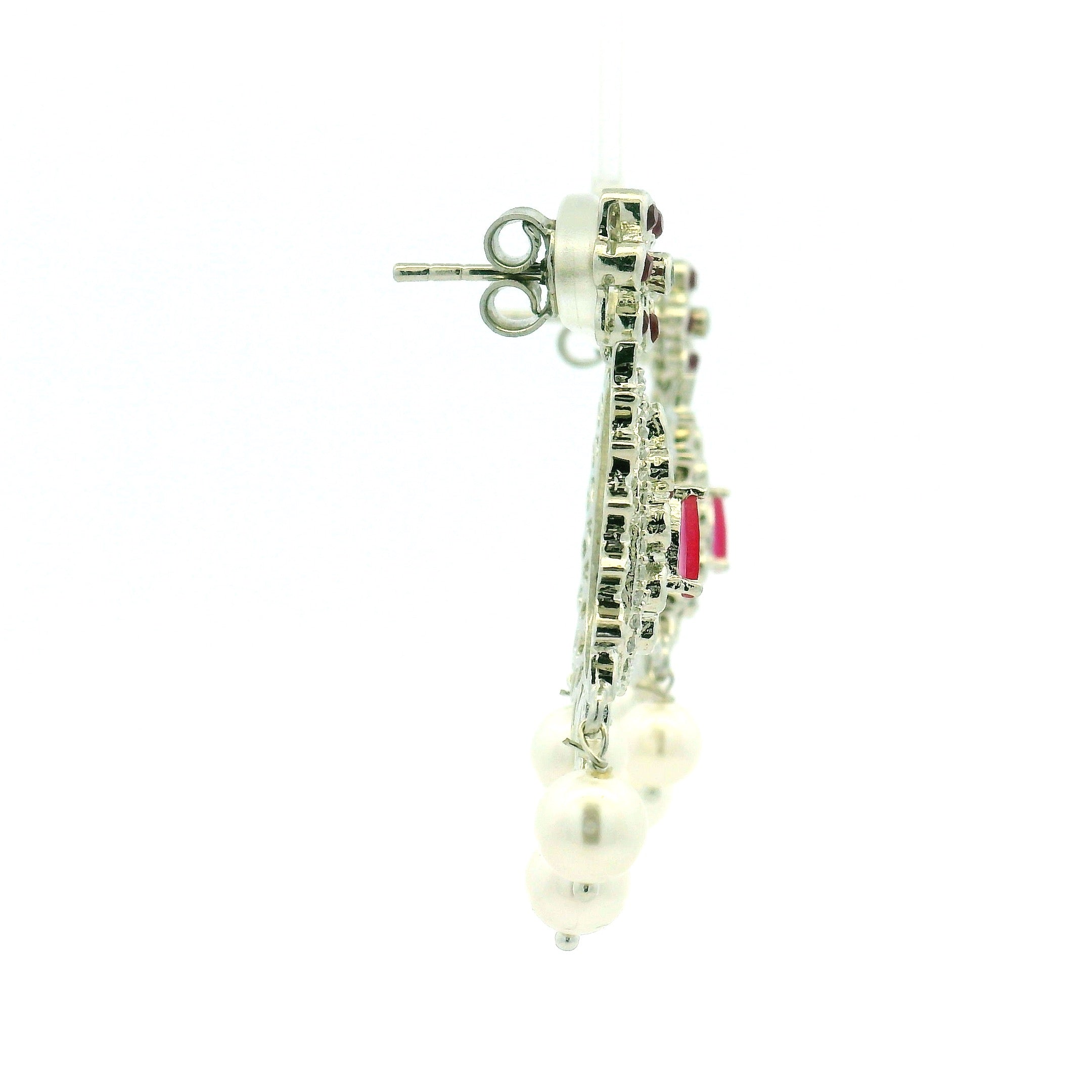 Traditional Silver Necklace Set with Stones