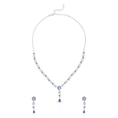 Graceful Blue Floral Necklace Set