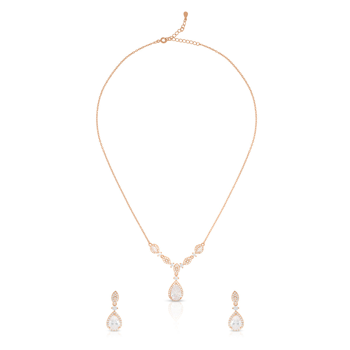Leaf Link Drop Necklace Set