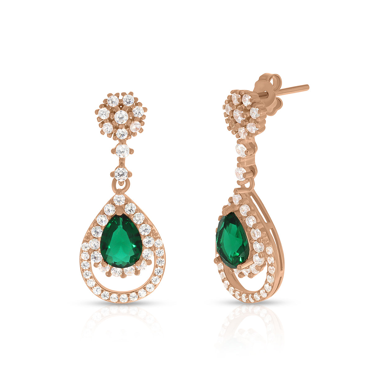Elegant Emerald Teardrop Necklace Set