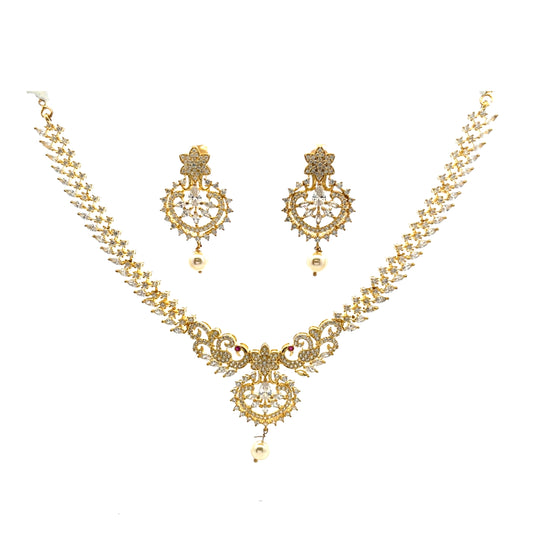 Regal Sparkle Gold Plated Necklace Set