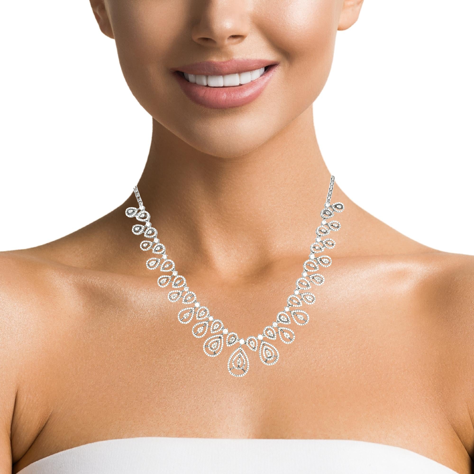 Luxury White Stone Bridal Necklace Set
