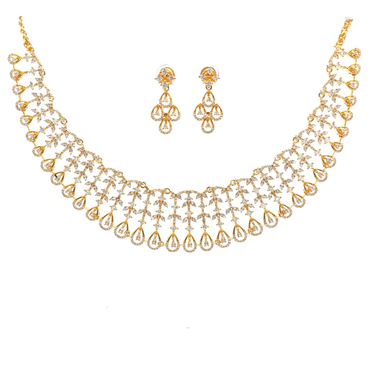 Pearl Dew Drop Gold Necklace Set