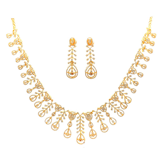 Sparkling Drop Design Gold Plated Necklace Set