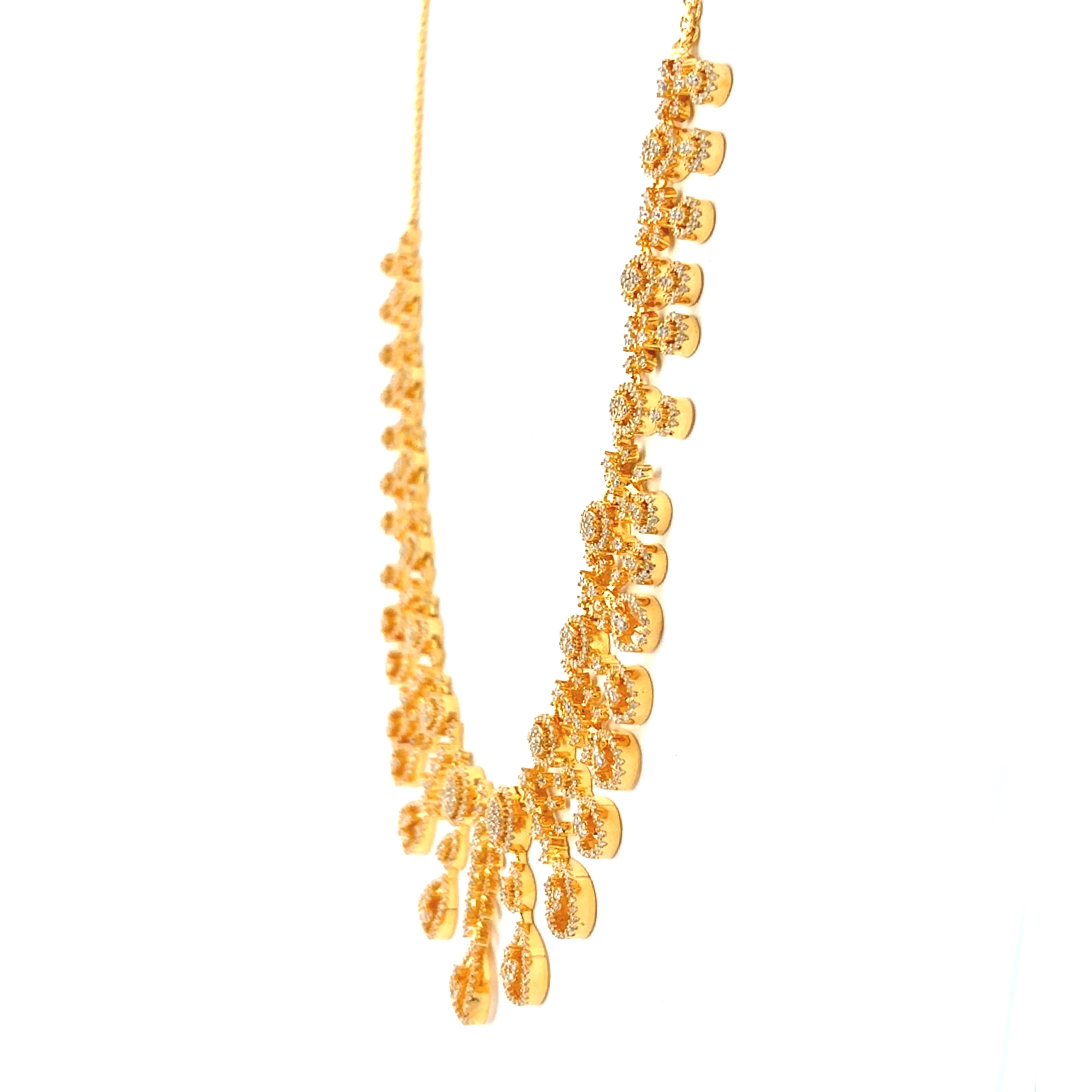 Sparkling Drop Design Gold Plated Necklace Set