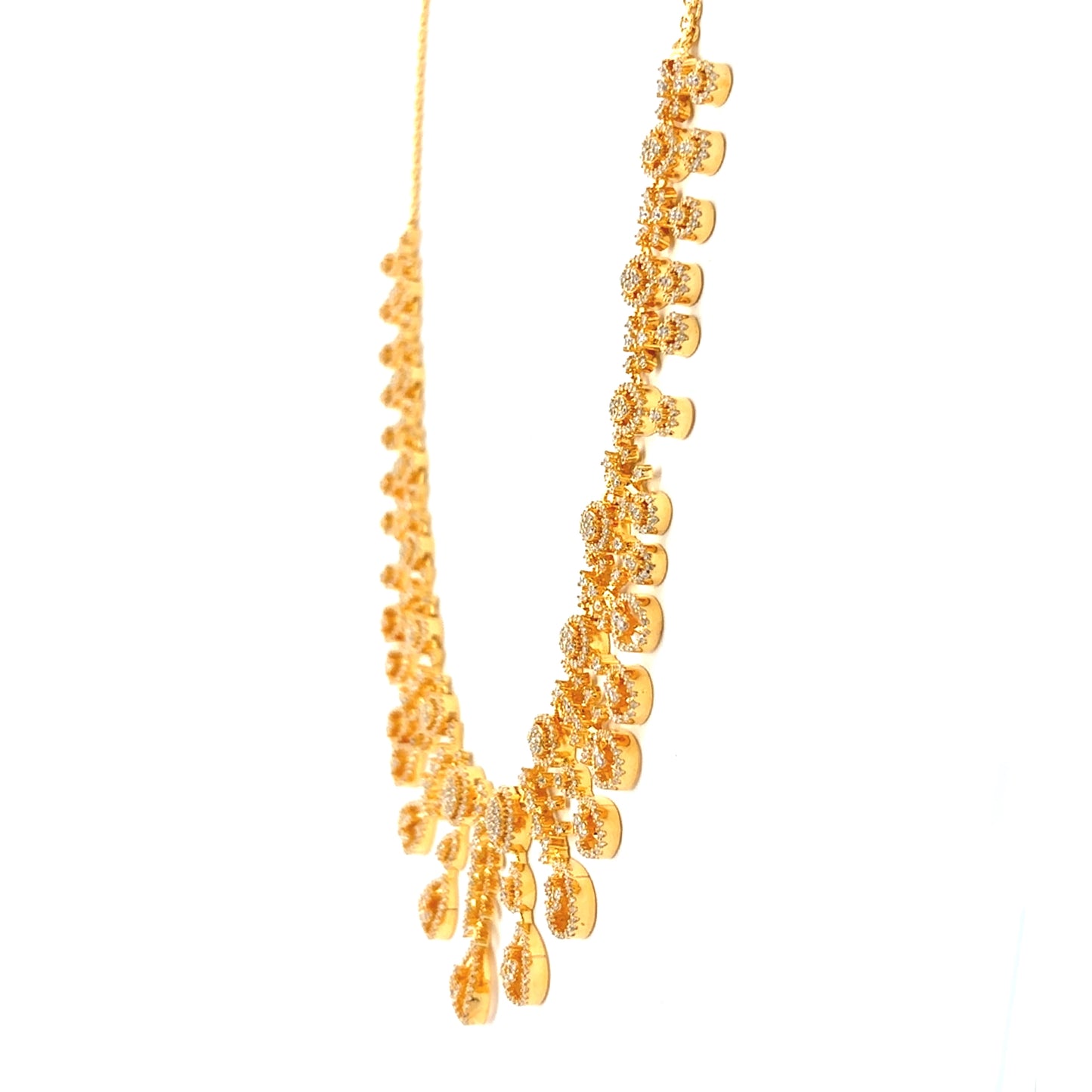 Sparkling Drop Design Gold Plated Necklace Set