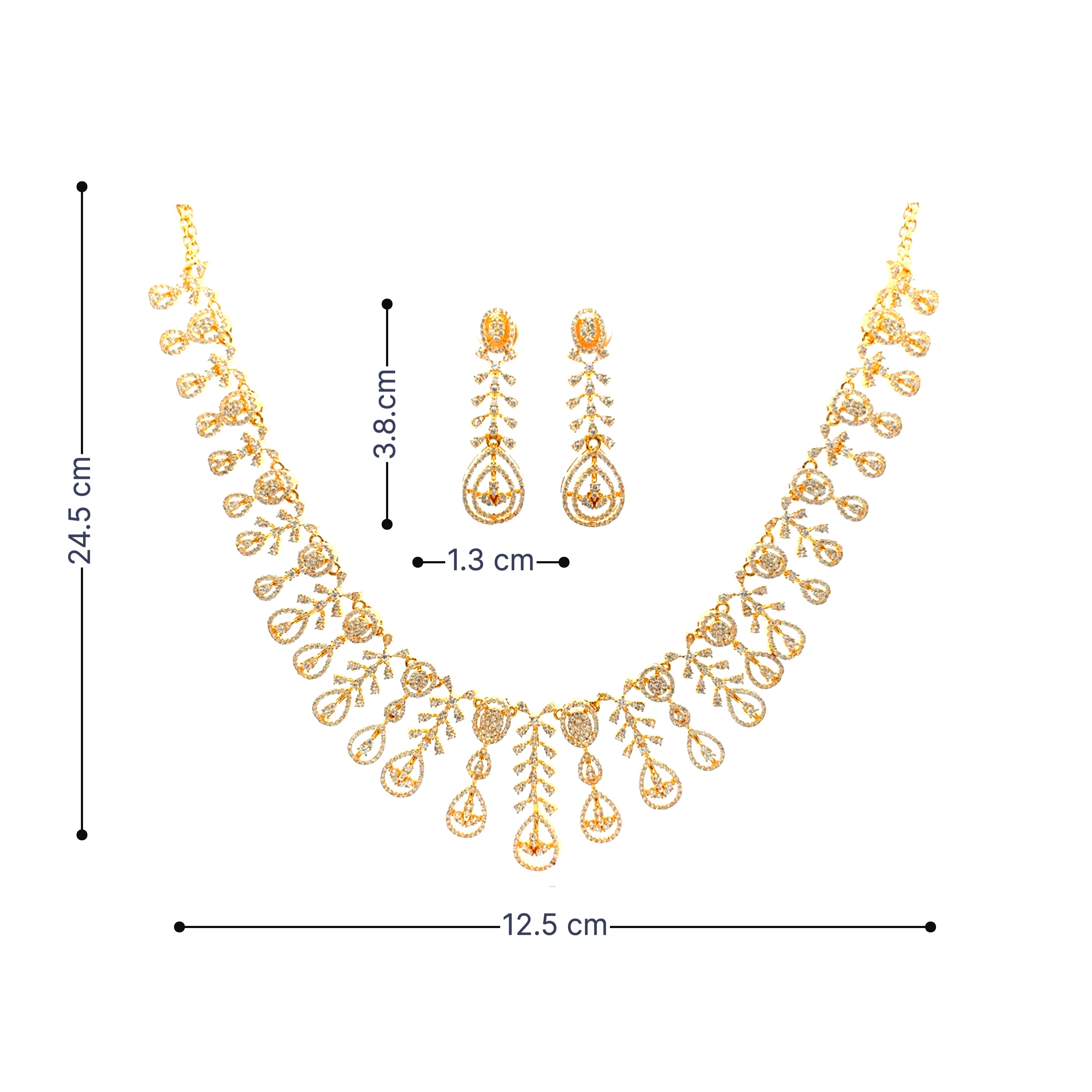 Sparkling Drop Design Gold Plated Necklace Set