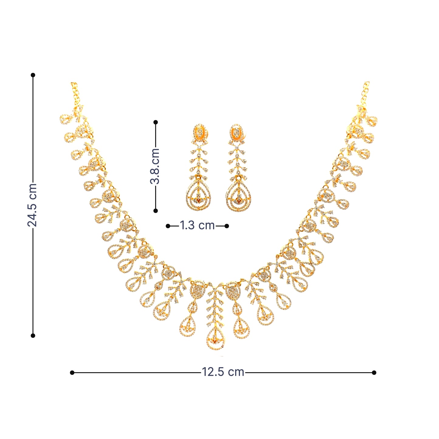 Sparkling Drop Design Gold Plated Necklace Set