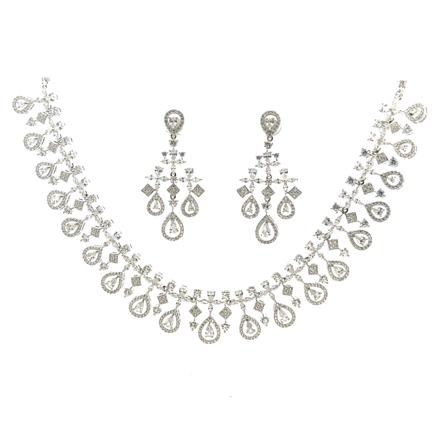 Dazzling Teardrop Diamond Necklace Set
