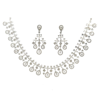 Dazzling Teardrop Diamond Necklace Set