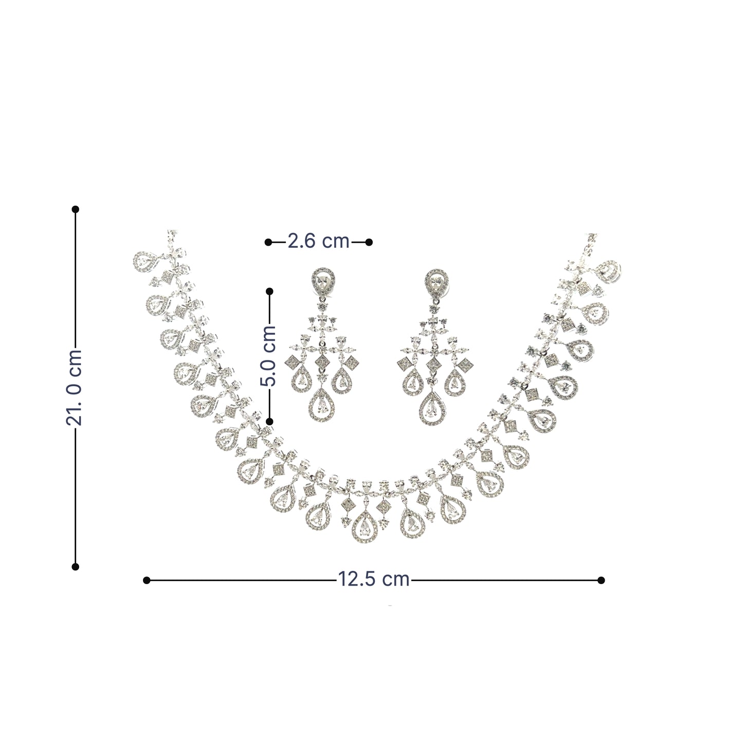 Dazzling Teardrop Diamond Necklace Set