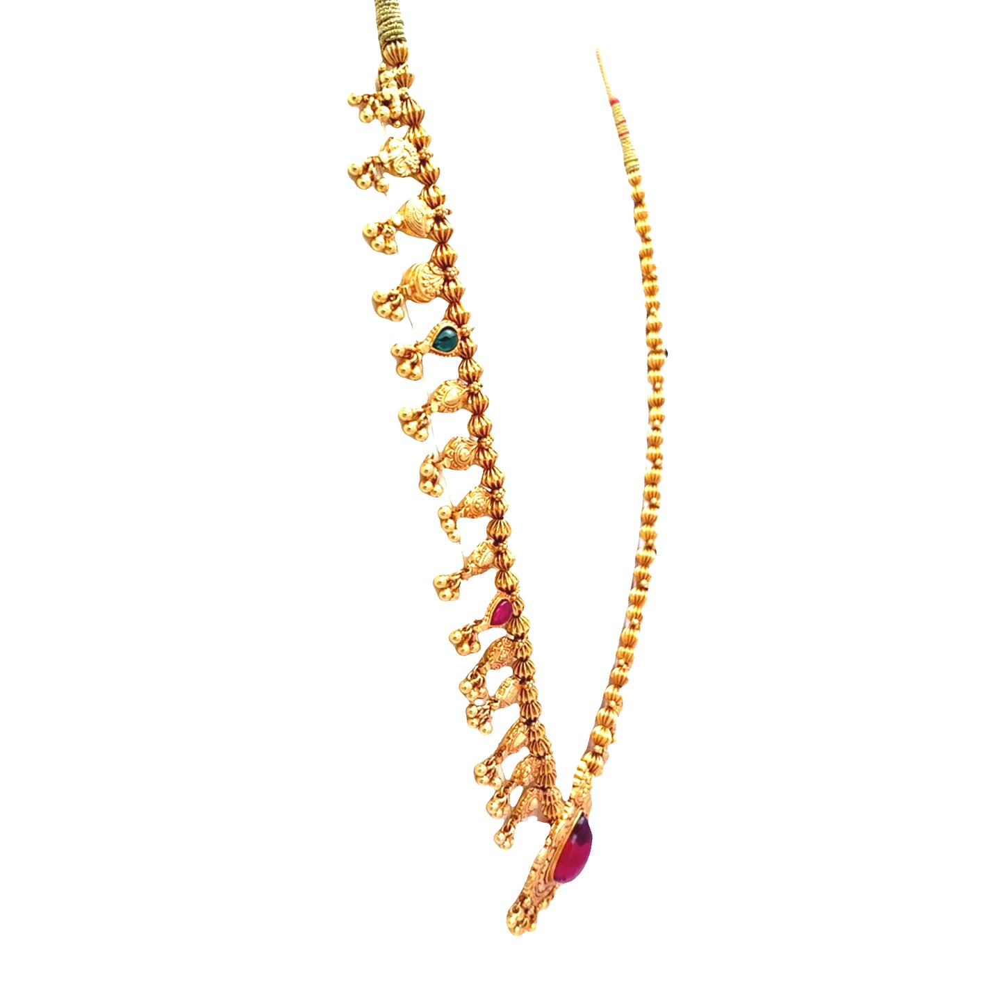 Festive Ruby Red Stone Gold Plated Necklace Set
