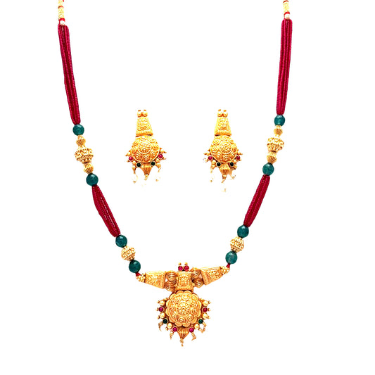 Traditional Threaded Gold Plated Neckalce Set