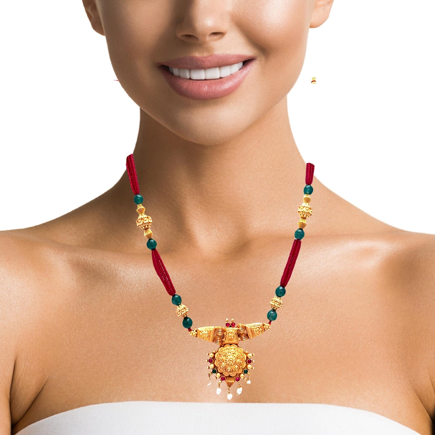 Traditional Threaded Gold Plated Neckalce Set