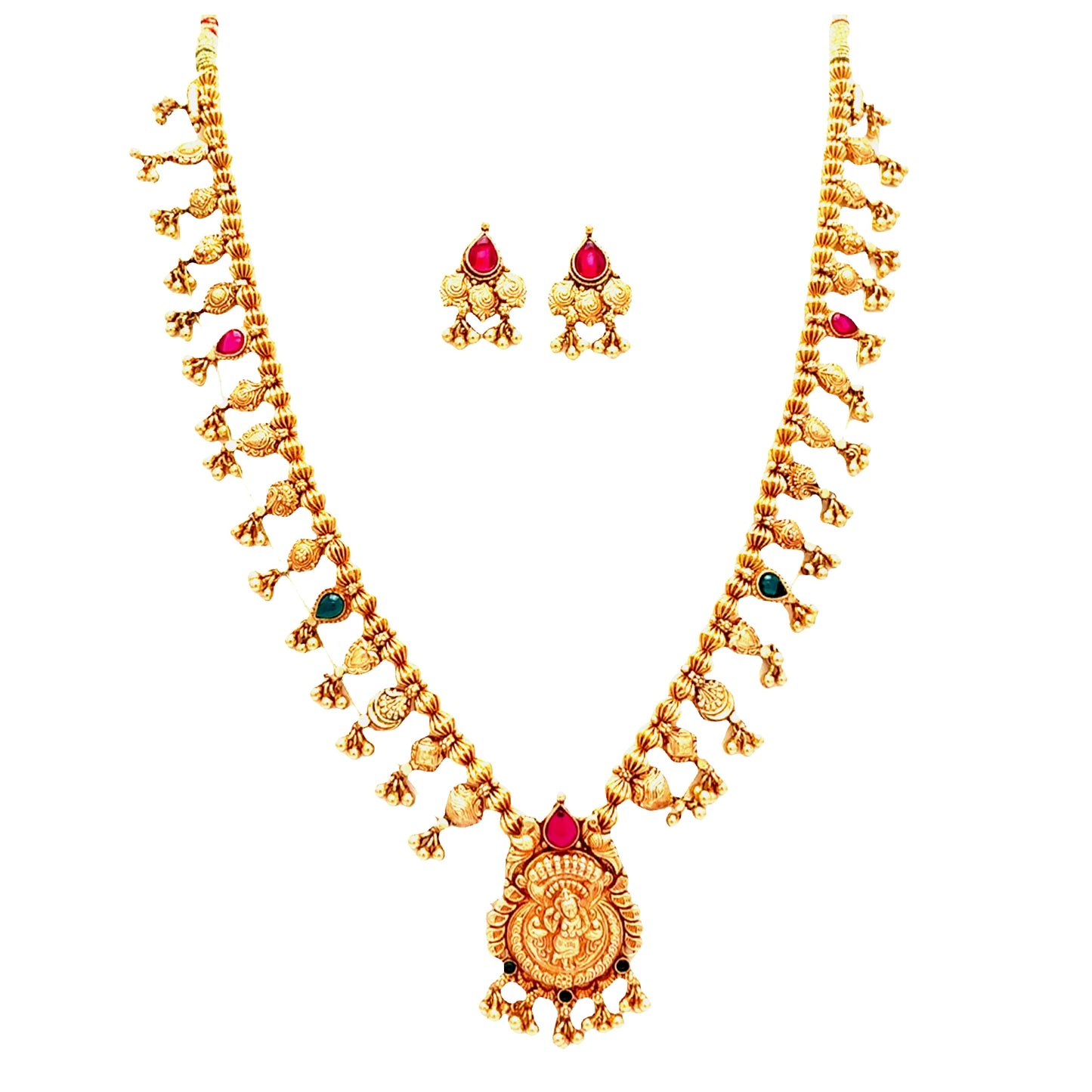 Lakshmi Temple Gold Plated Necklace Set