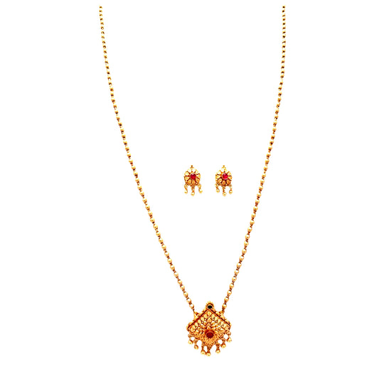 Traditional Matte Gold Plated Necklace Set